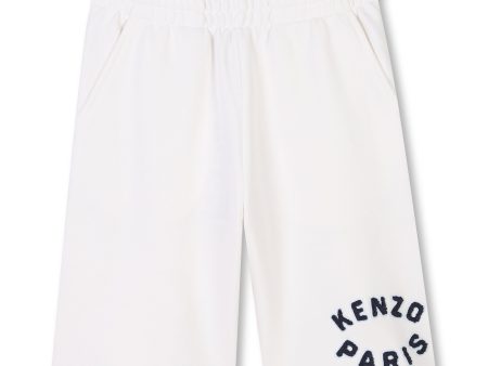 Boys & Girls White Print Logo Cotton Shorts Cheap