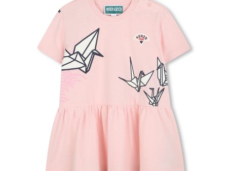 Baby Girls Pink Printed Cotton Dress on Sale