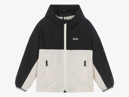 Boys Black & Beige Hooded Jacket on Sale