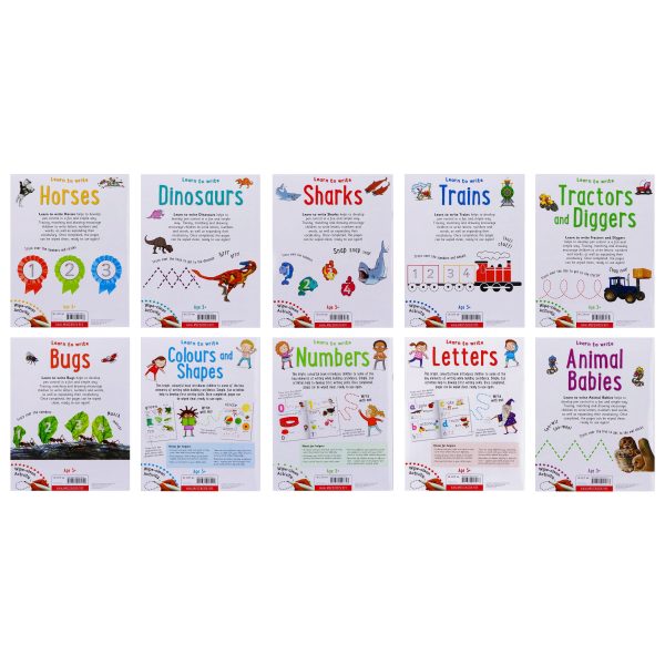 Wipe Clean Learn to Write Activity 10 Book Set Collection Pack - Ages 3+ - Paperback Online now