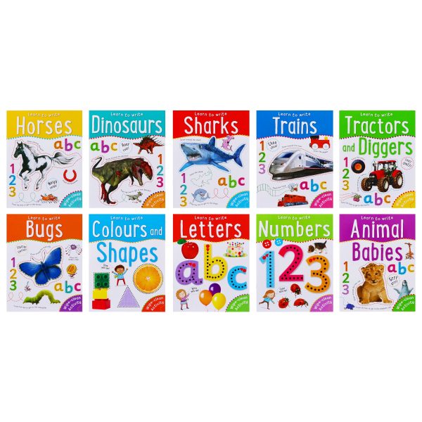 Wipe Clean Learn to Write Activity 10 Book Set Collection Pack - Ages 3+ - Paperback Online now