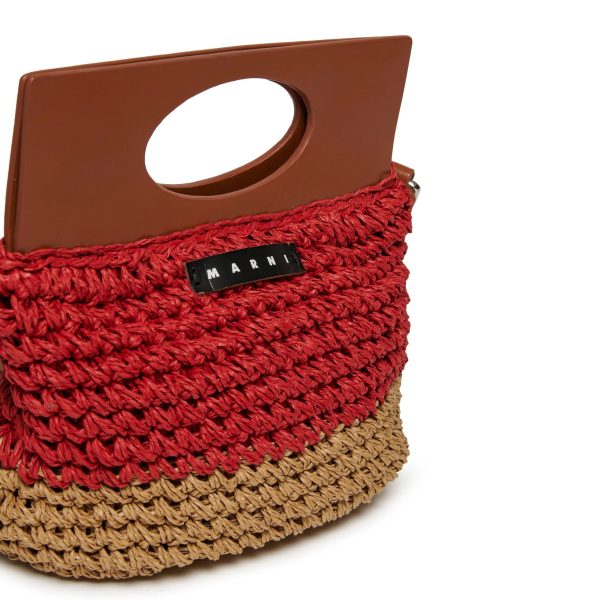 Girls Bright Red Woven Bag(H22xW22xD14cm) Online