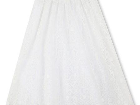 Girls White Embroidery Logo Skirt Cheap