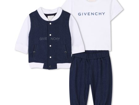 Baby Boys Navy Blue Printed Logo Cotton Set(3 Pack) Hot on Sale