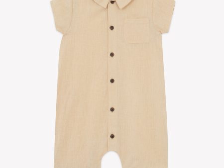 Baby Boys & Girls Beige Cotton Babysuit For Cheap