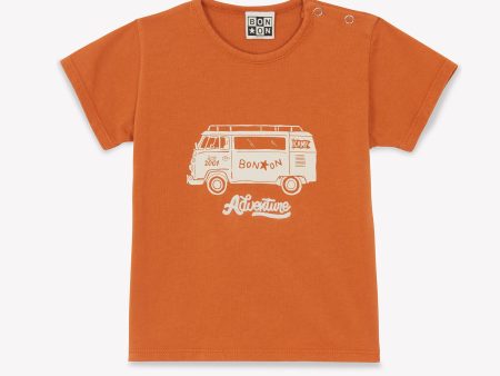 Baby Boys & Girls Orange Printed Cotton T-Shirt Online