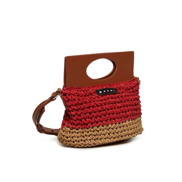 Girls Bright Red Woven Bag(H22xW22xD14cm) Online