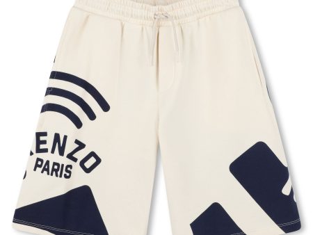 Boys Beige Logo Cotton Shorts Sale