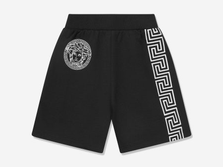 Versace Boys La Greca Logo Shorts in Black For Cheap