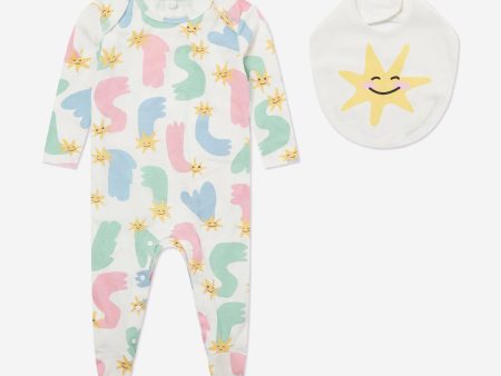 Stella McCartney Baby Girls Logo Babygrow Gift Set in Ivory Cheap