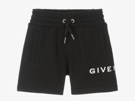 Boys Black Logo Cotton Shorts Online Sale