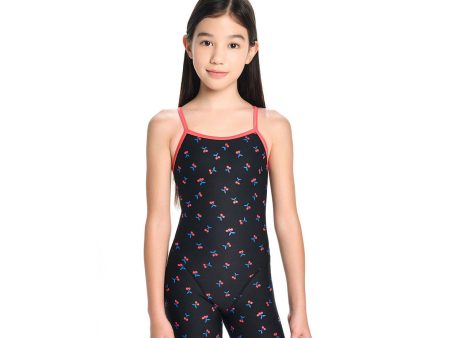 Girls Black Printed Cropped Professional Swimsuit Online Sale