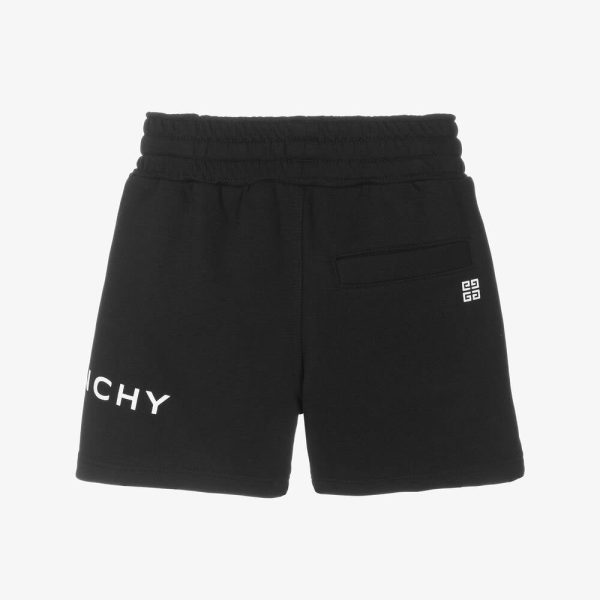 Boys Black Logo Cotton Shorts Online Sale